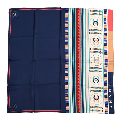 Chanel Silk CC Square Scarf Navy Multicolor 1 of 4