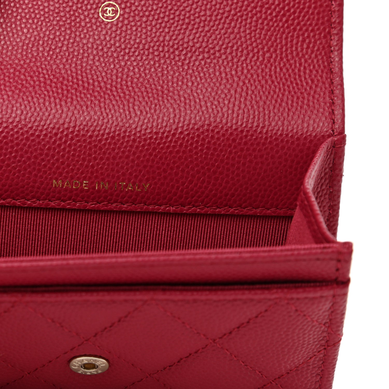 Chanel Caviar Quilted Flap Card Holder Wallet Dark Pink 7 of 9