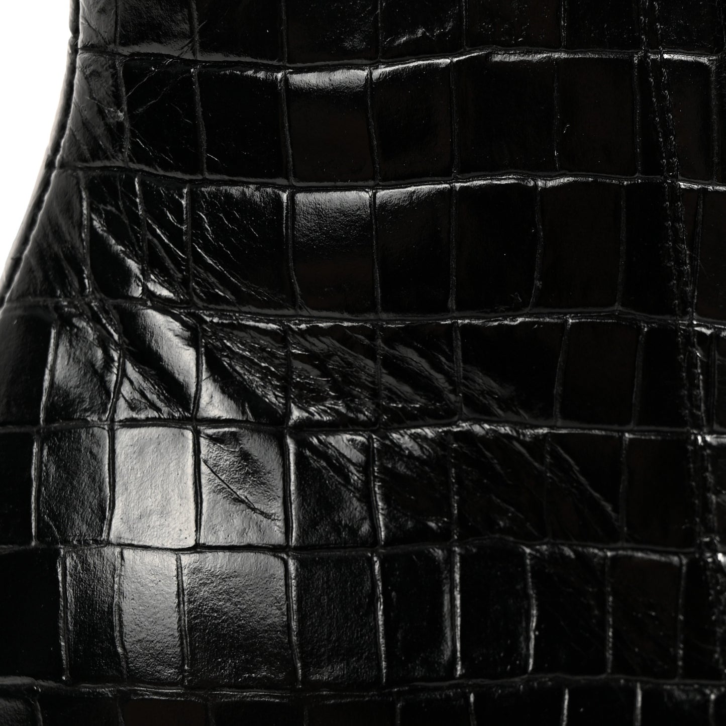 Shiny Crocodile Embossed Jane 90 Zip Booties 40.5 Black