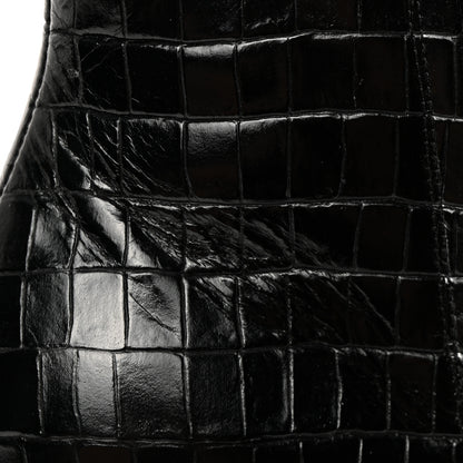 Saint Laurent Shiny Crocodile Embossed Jane 90 Zip Booties 40.5 Black 9 of 16