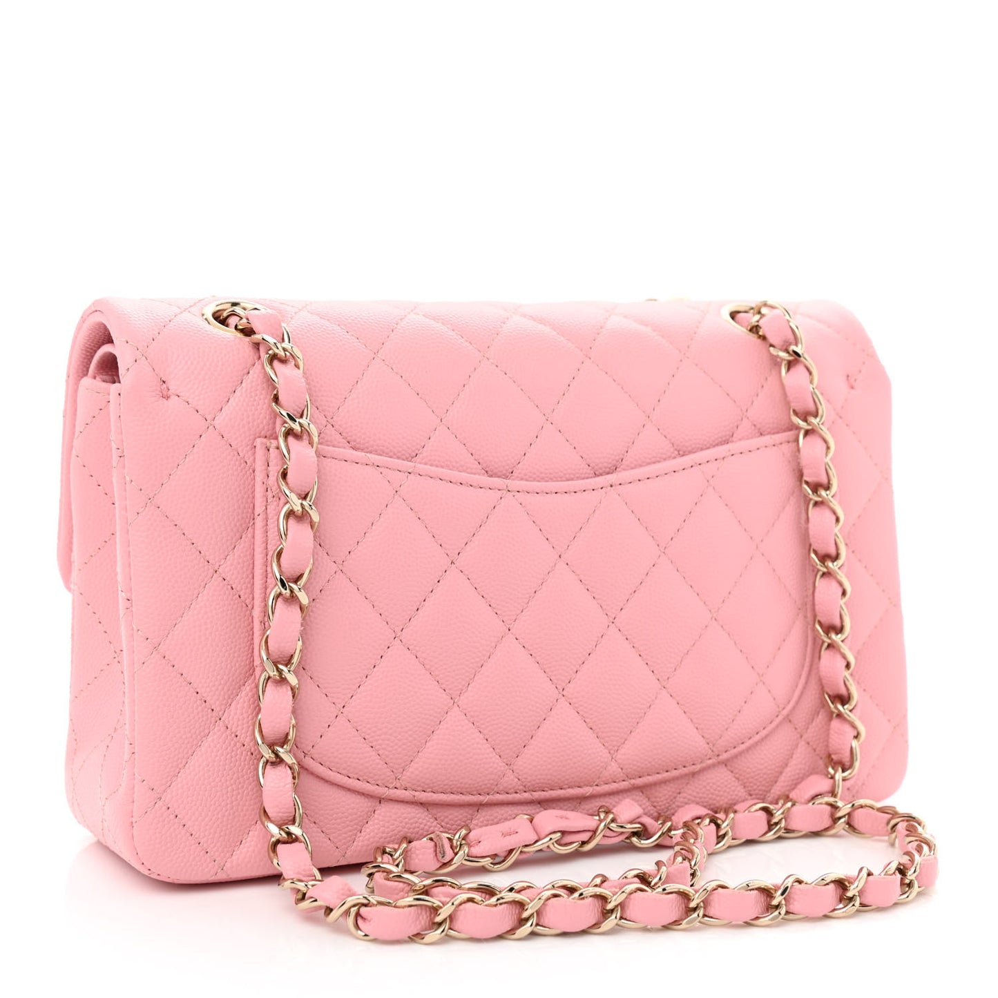 Caviar Quilted Small Double Flap Pink