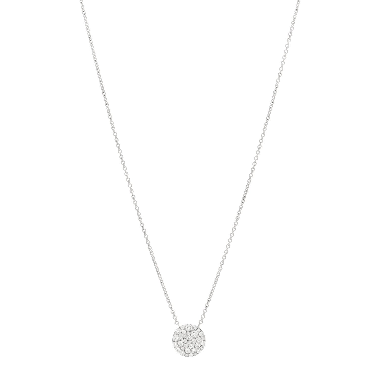 Tiffany 18k White Gold Diamond Metro Round Pendant Necklace 1 of 5