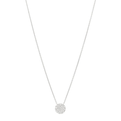 Tiffany 18k White Gold Diamond Metro Round Pendant Necklace 1 of 5