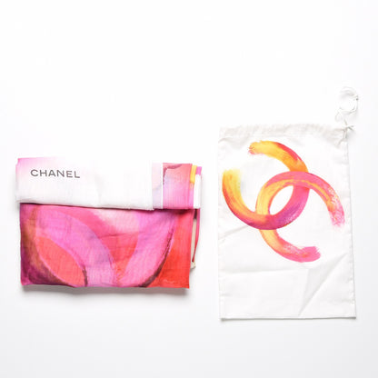 Chanel Cotton Camellia Watercolor Flower Scarf Pink 6 of 6