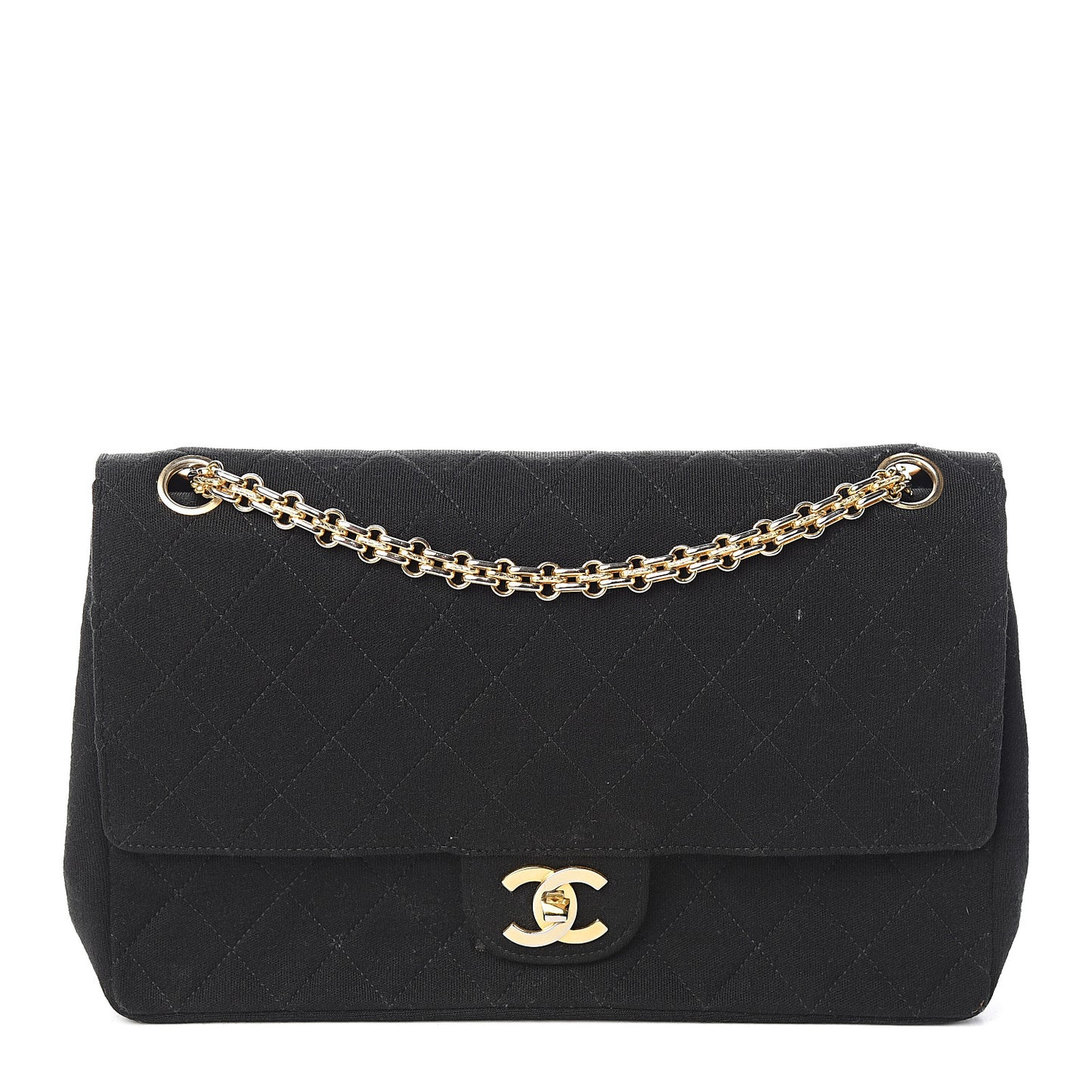 Jersey Quilted Medium Double Flap Black