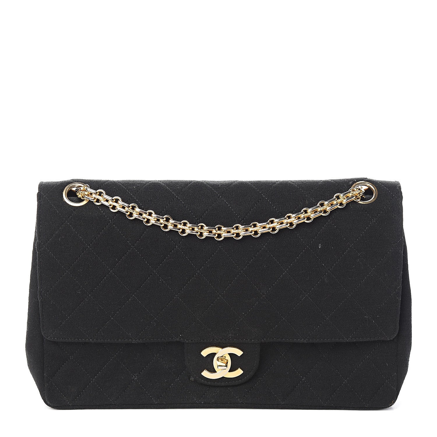 Chanel Jersey Quilted Medium Double Flap Black 1 of 13