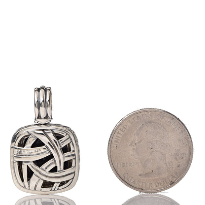 David Yurman Sterling Silver Diamond Black Onyx 14mm Albion Enhancer Pendant 2 of 4