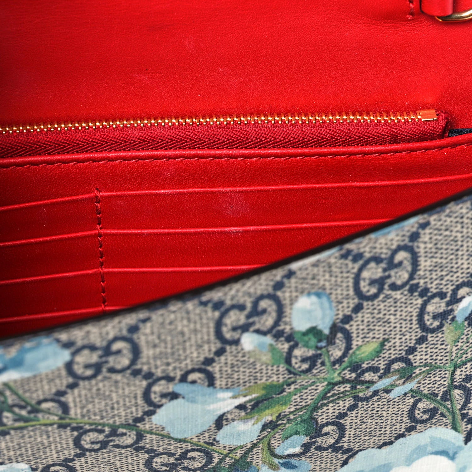 Gucci GG Supreme Monogram Blooms Chain Wallet Blue 11 of 11