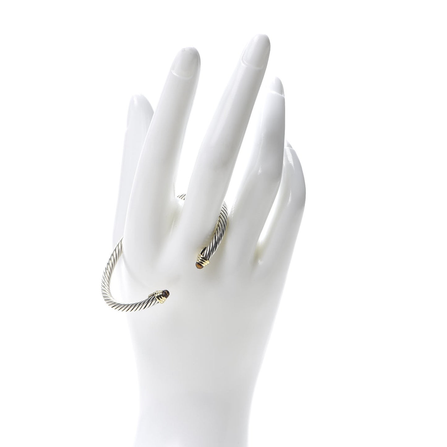 Sterling Silver 18K Yellow Gold Citrine 4mm Cable Classics Bracelet