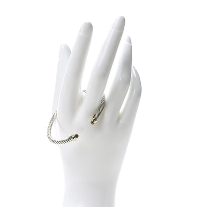 David Yurman Sterling Silver 18K Yellow Gold Citrine 4mm Cable Classics Bracelet 2 of 5