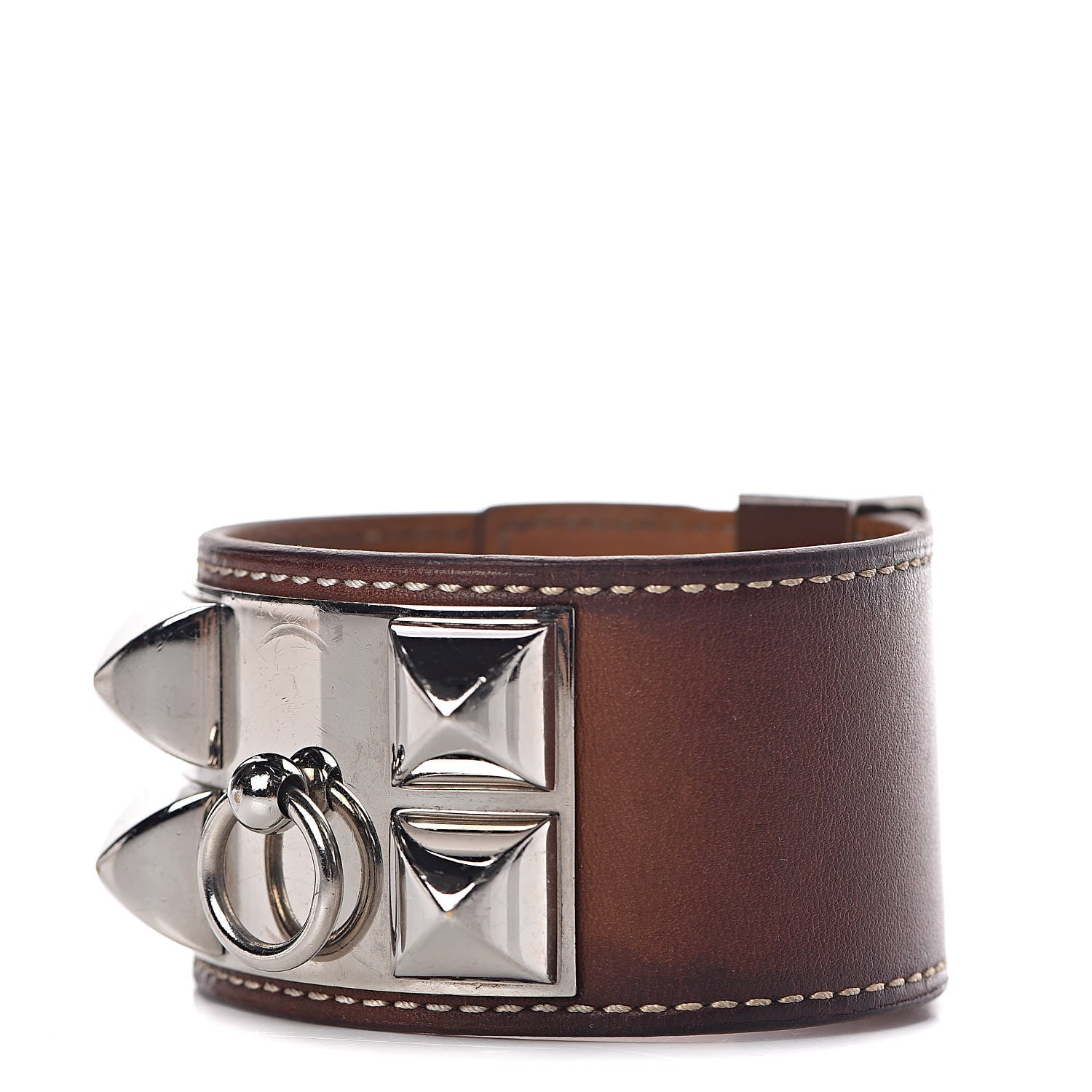 Hermes Barenia Collier De Chien CDC Bracelet L Fauve 1 of 7