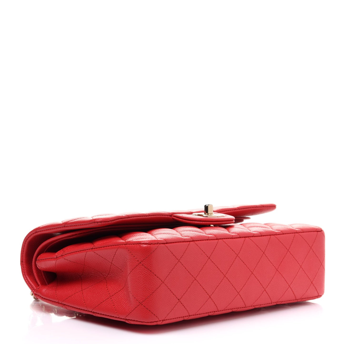 Caviar Quilted Medium Double Flap Red