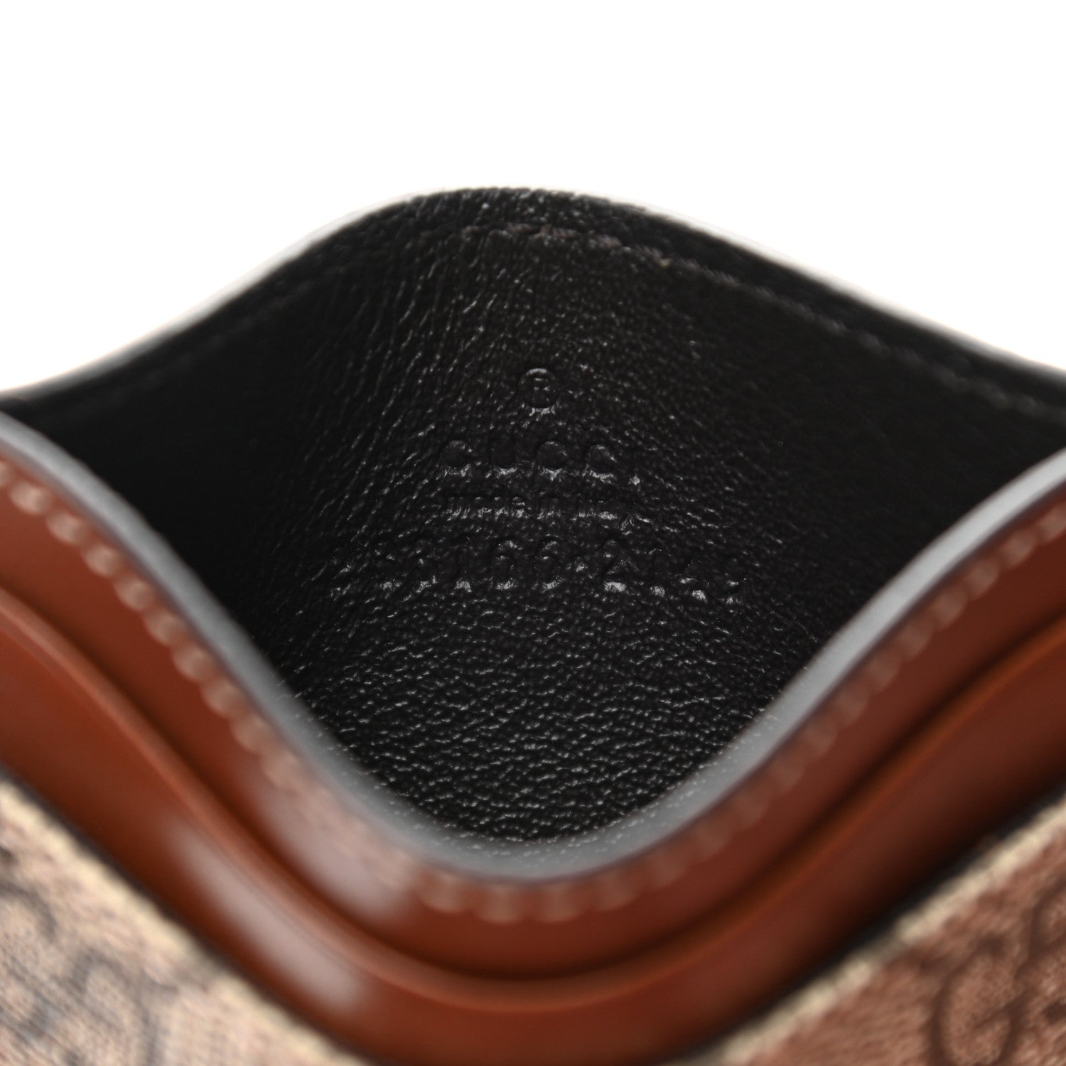 Gucci GG Supreme Monogram Calfskin Card Holder Beige Ebony Cuir 6 of 6