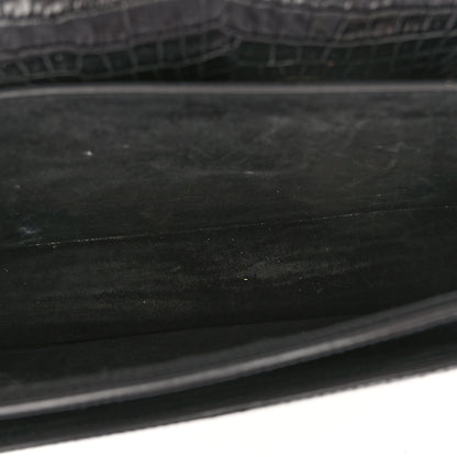 Saint Laurent Calfskin Crocodile Embossed Medium Monogram Sunset Black 6 of 10