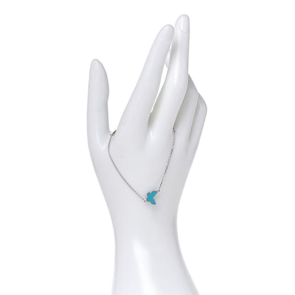 Van Cleef & Arpels 18K White Gold Turquoise Sweet Alhambra Butterfly Bracelet 2 of 8