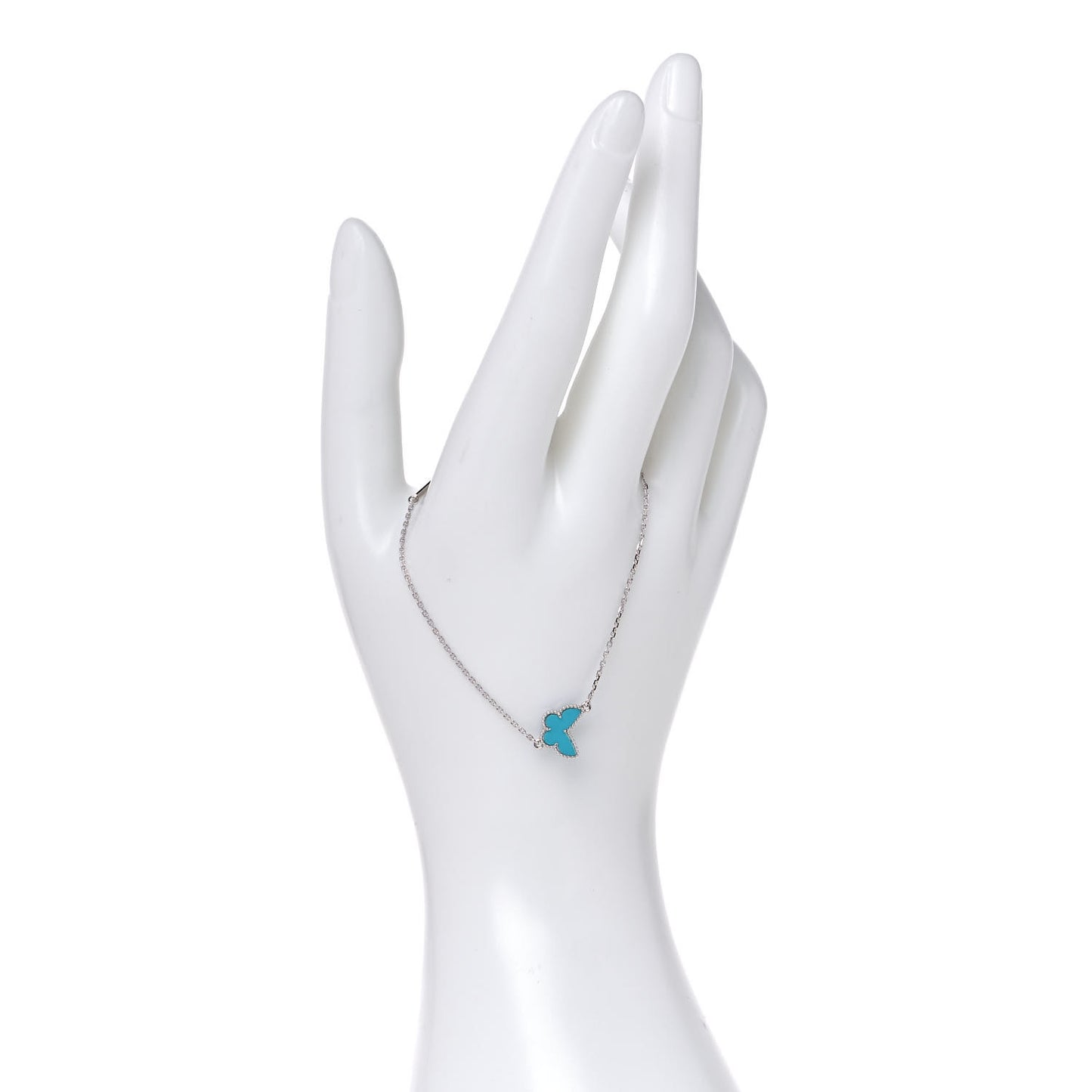 18K White Gold Turquoise Sweet Alhambra Butterfly Bracelet