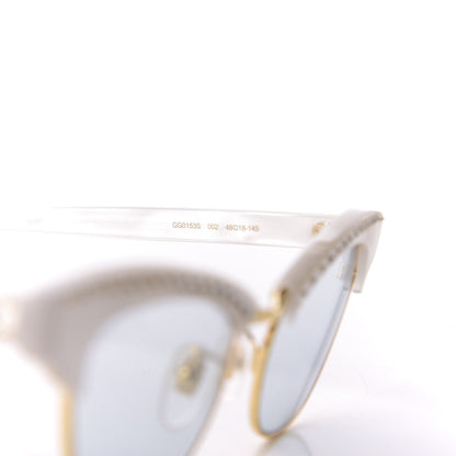 Gucci Clubmaster Cat Eye Sunglasses GG0153S Pearl White 6 of 8