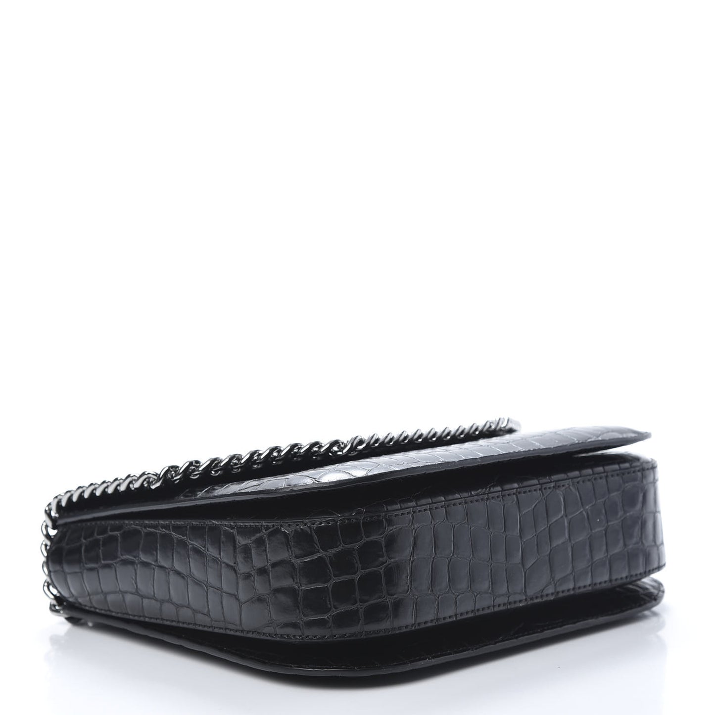 Embossed Crocodile Effect Medium Falabella Box Shoulder Bag Black