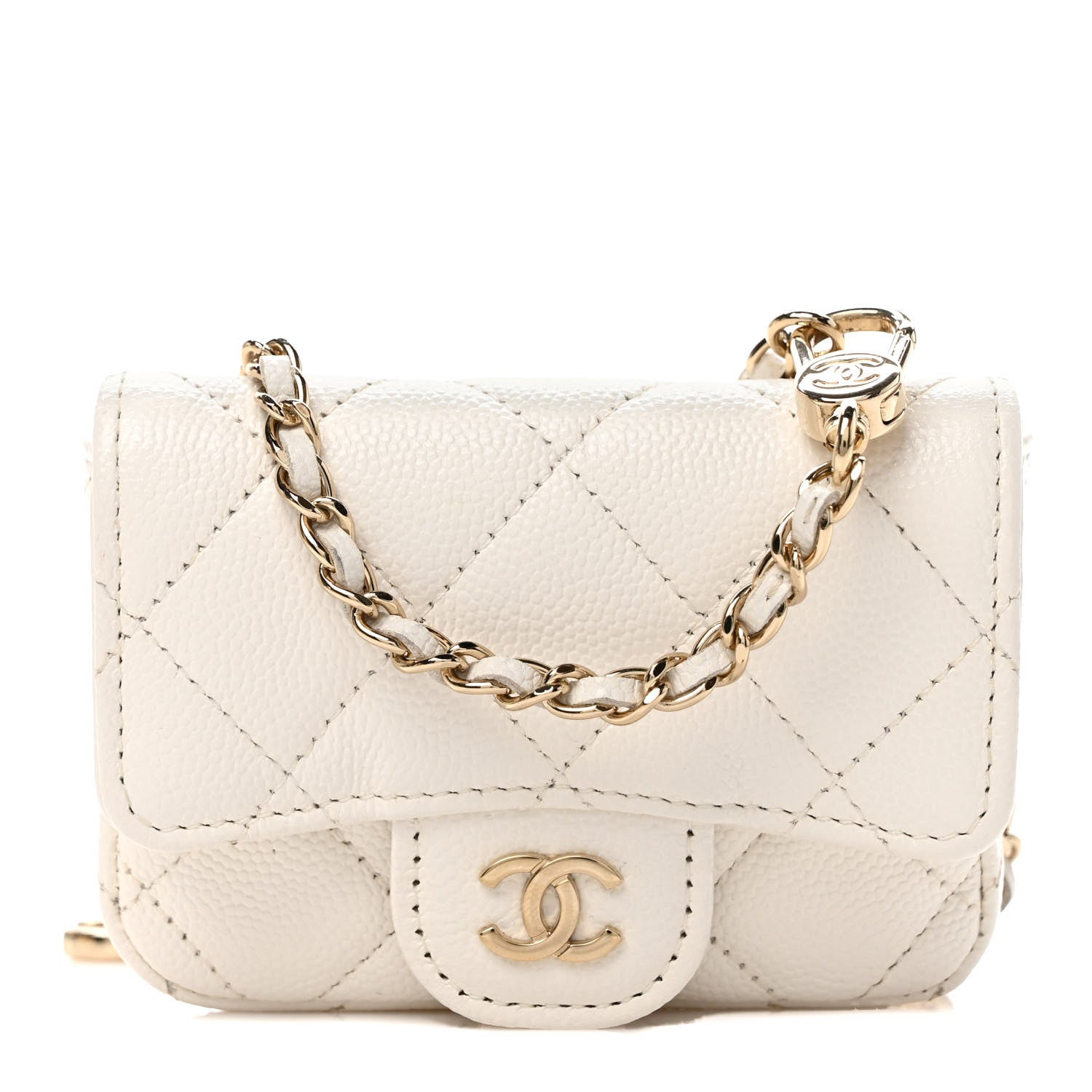 Chanel Caviar Quilted Mini Chain Belt Bag White 1 of 10