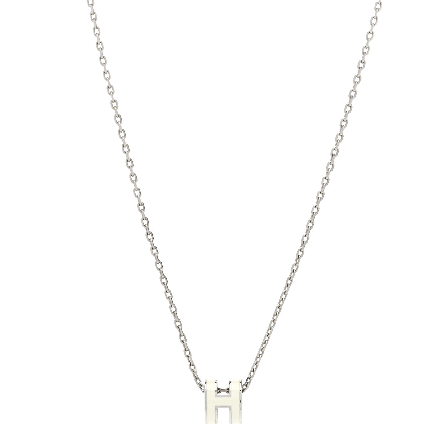 Lacquered Palladium Mini Pop H Pendant Necklace White