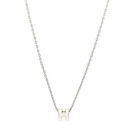 Hermes Lacquered Palladium Mini Pop H Pendant Necklace White 1 of 8