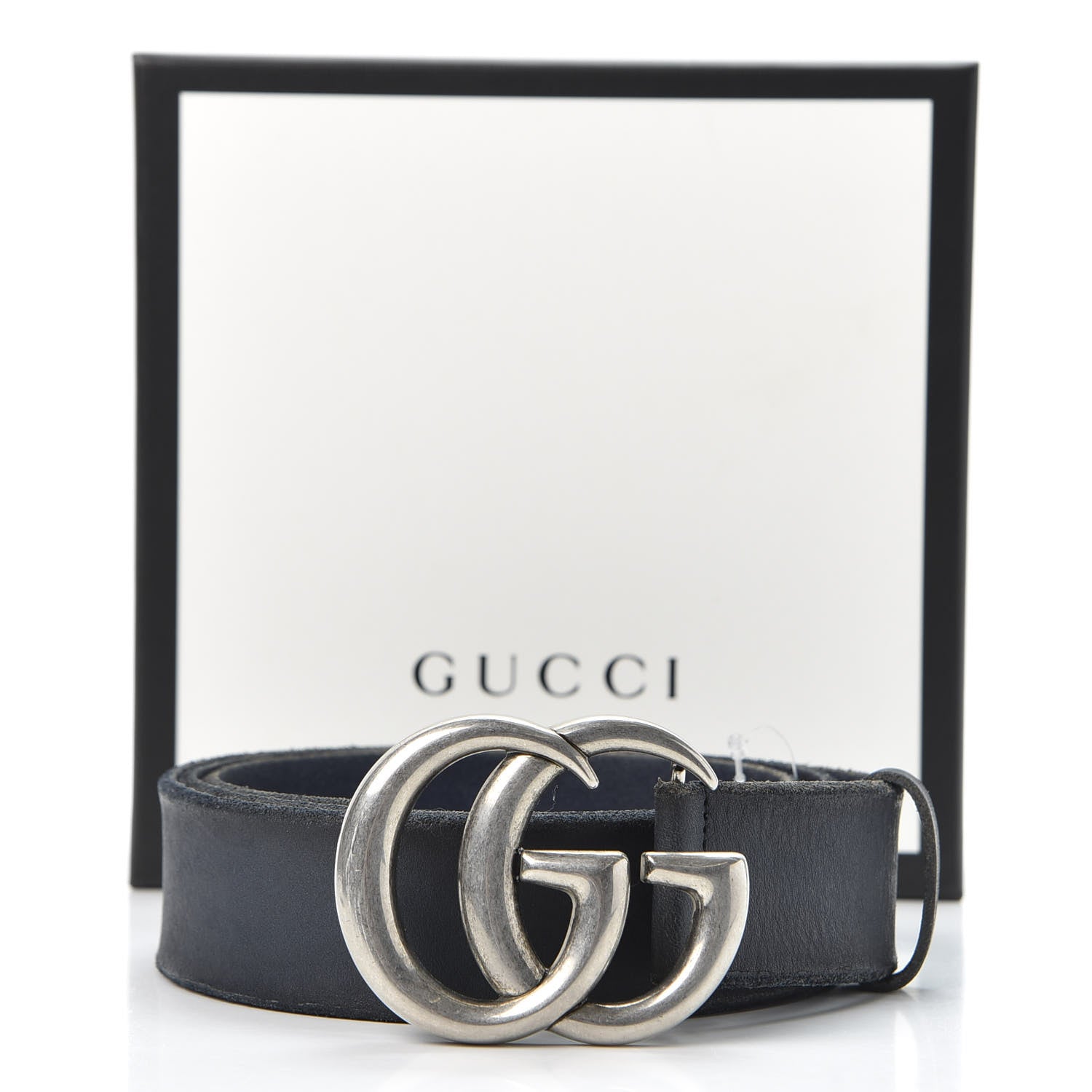 Gucci Cuoio Toscano Nickel Double Double G 40mm Belt 105 42 Blue 4 of 4
