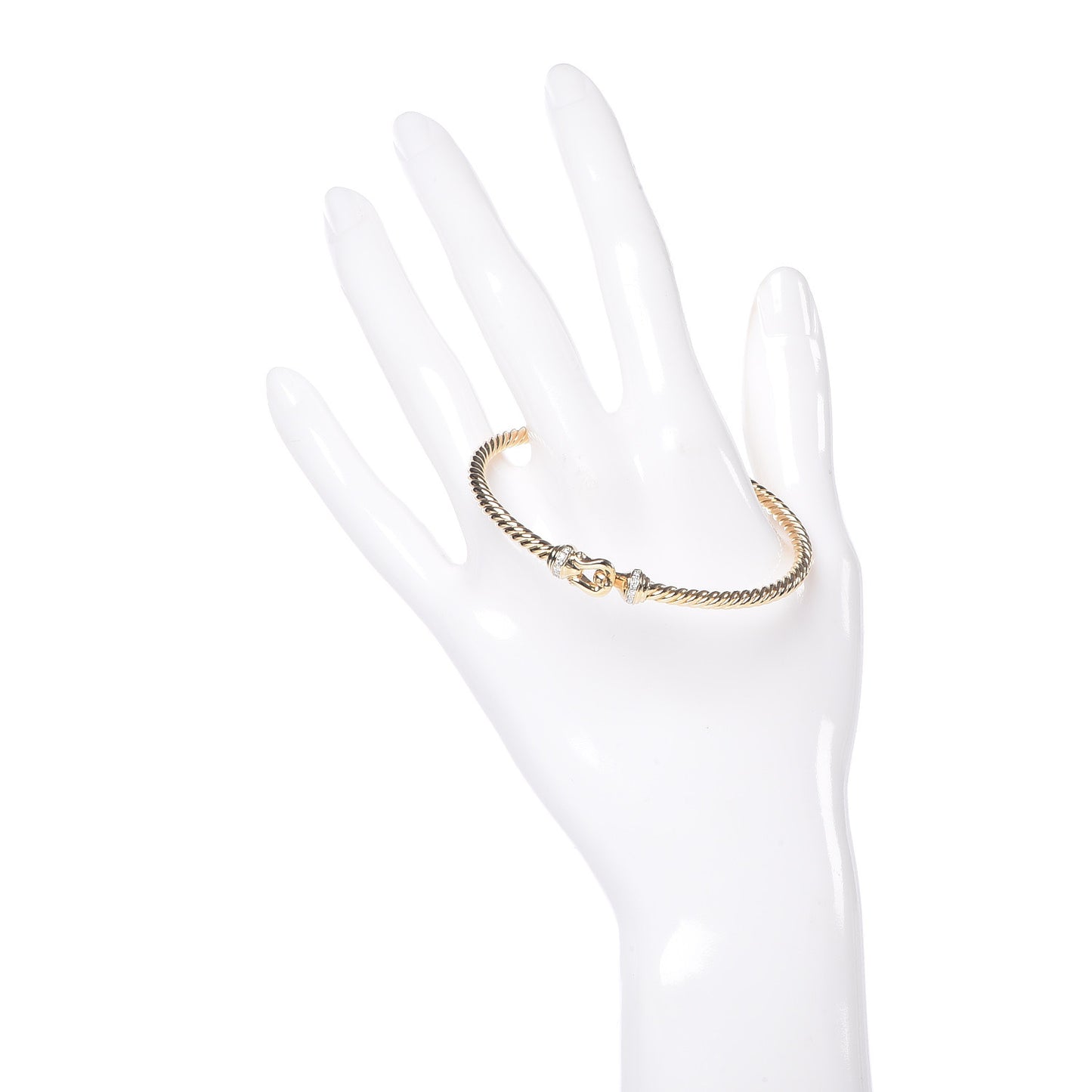 18K Yellow Gold Diamond 3.5mm Cable Buckle Bracelet
