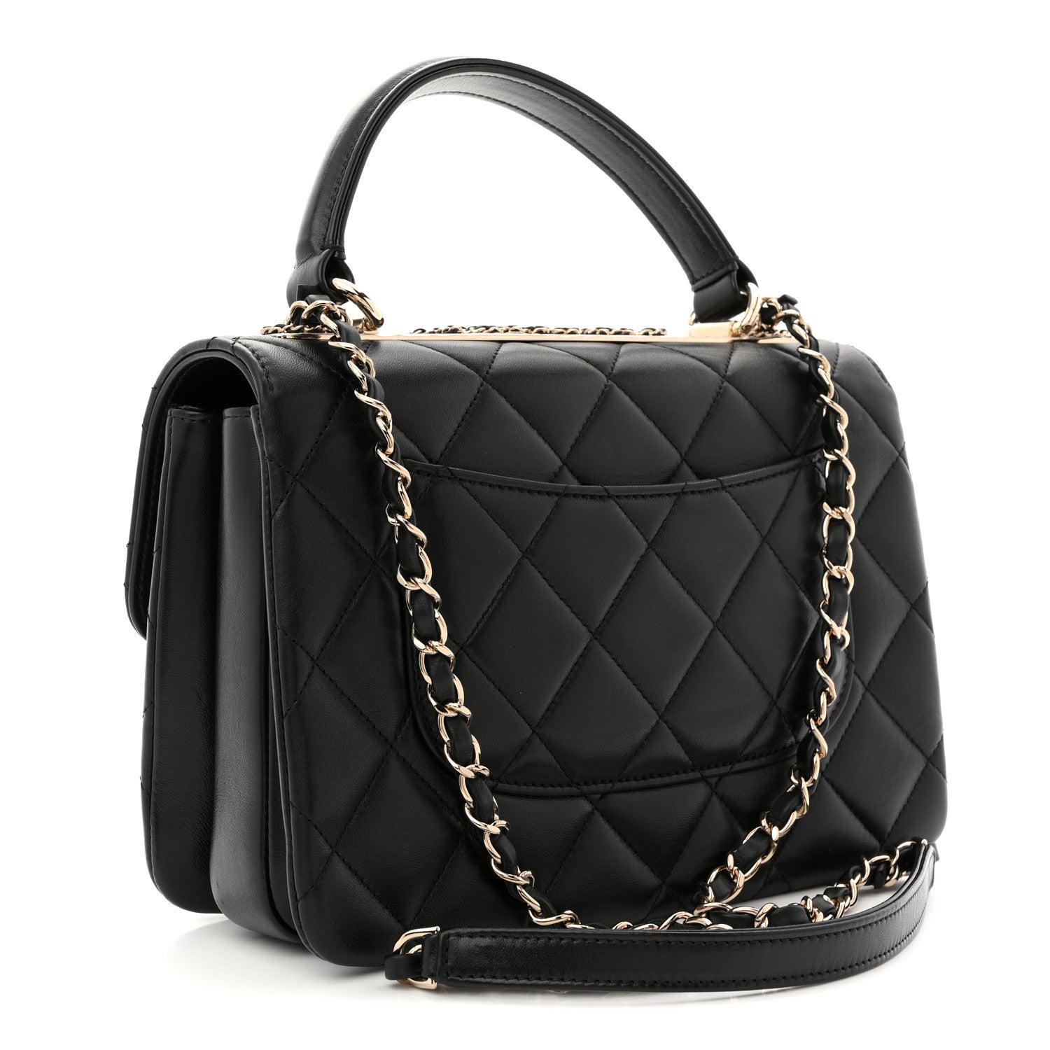 Chanel Lambskin Quilted Small Trendy CC Chain Dual Handle Flap Bag Black 3 of 11