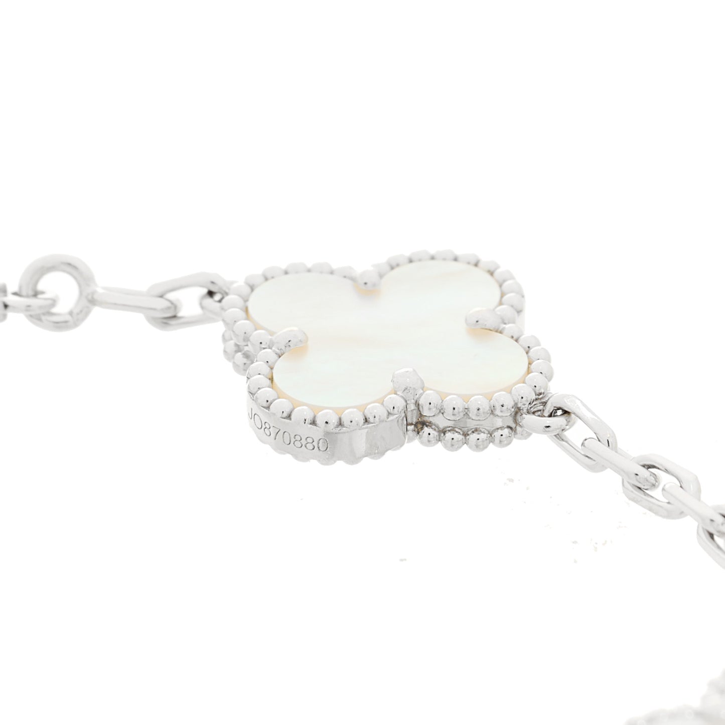 18K White Gold Mother of Pearl 5 Motifs Vintage Alhambra Bracelet