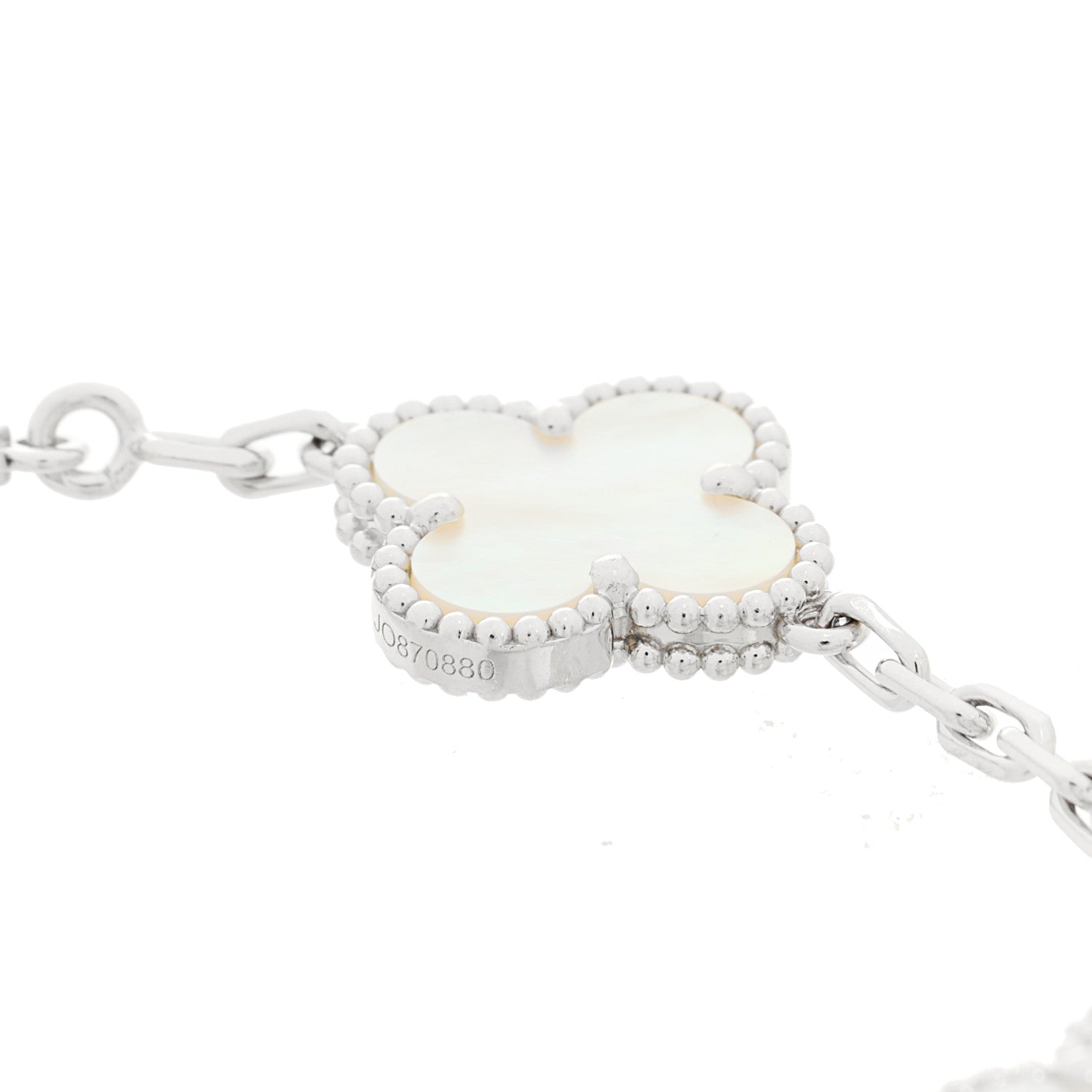 Van Cleef & Arpels 18K White Gold Mother of Pearl 5 Motifs Vintage Alhambra Bracelet 3 of 4