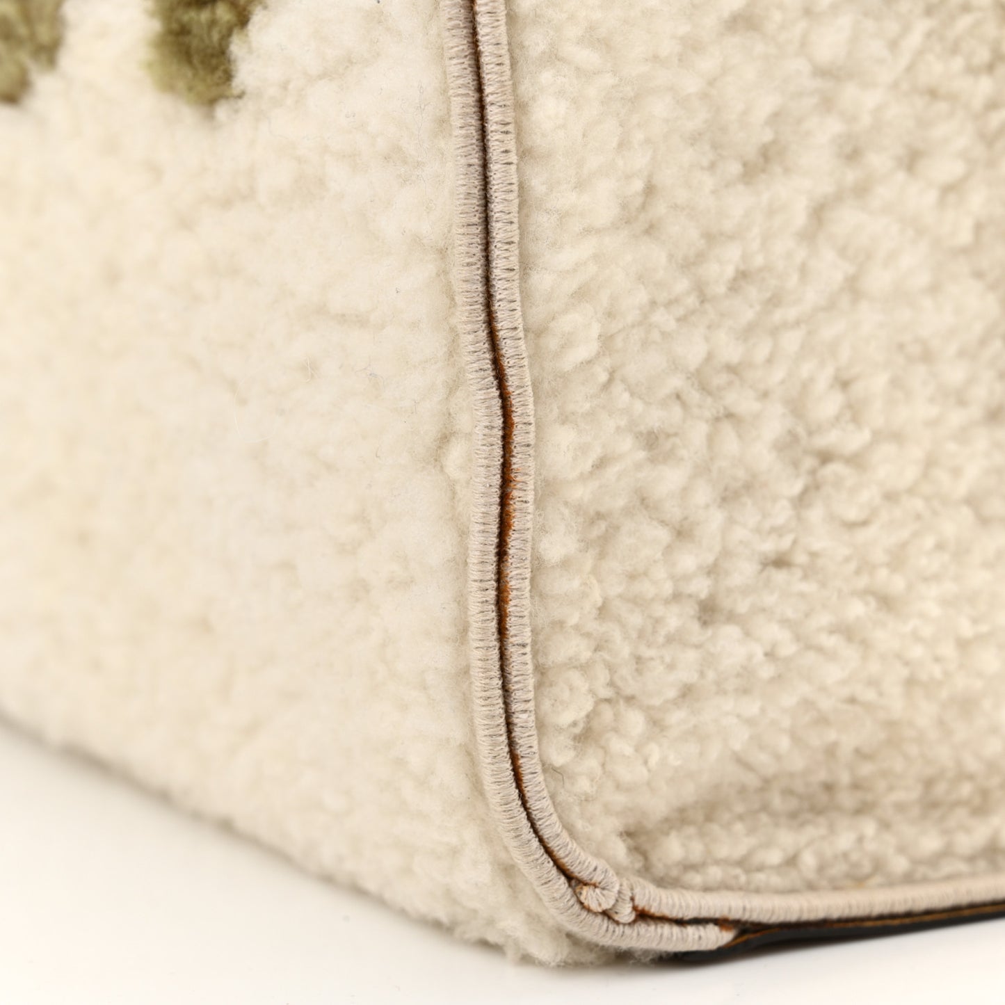 Shearling Vitello King Logo Medium Fendi Sunshine Shopper Tote White