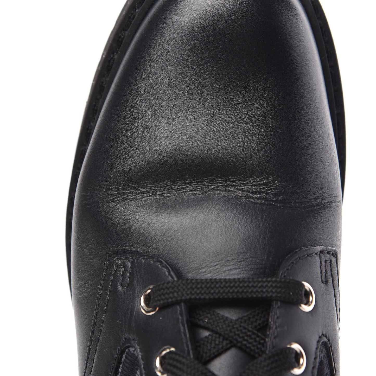 Calfskin Stretch Fabric FF Rockoko Biker Boots 38 Black Charcoal