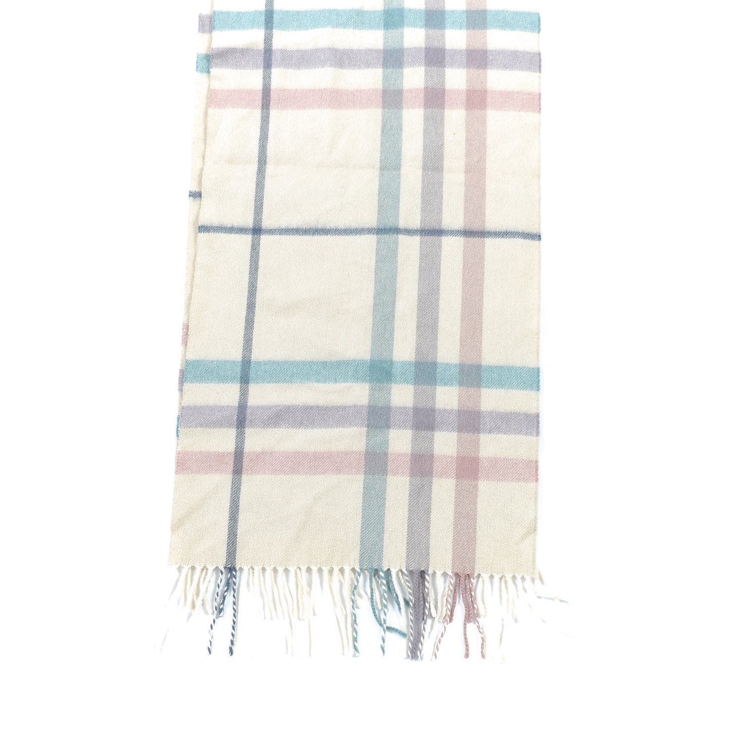 Cashmere Giant Check Fringe Scarf Multicolor