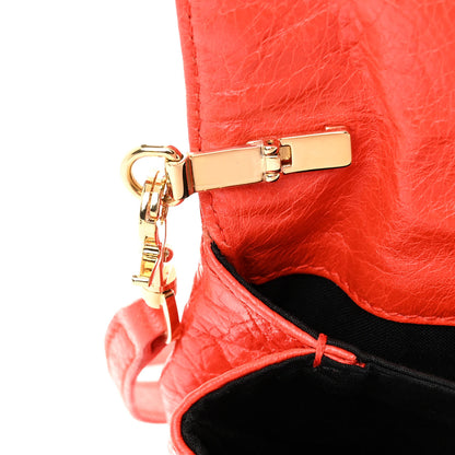 Balenciaga Agneau Giant 12 Gold Hardware Envelope Strap Clutch Rouge Coquelicot 12 of 13