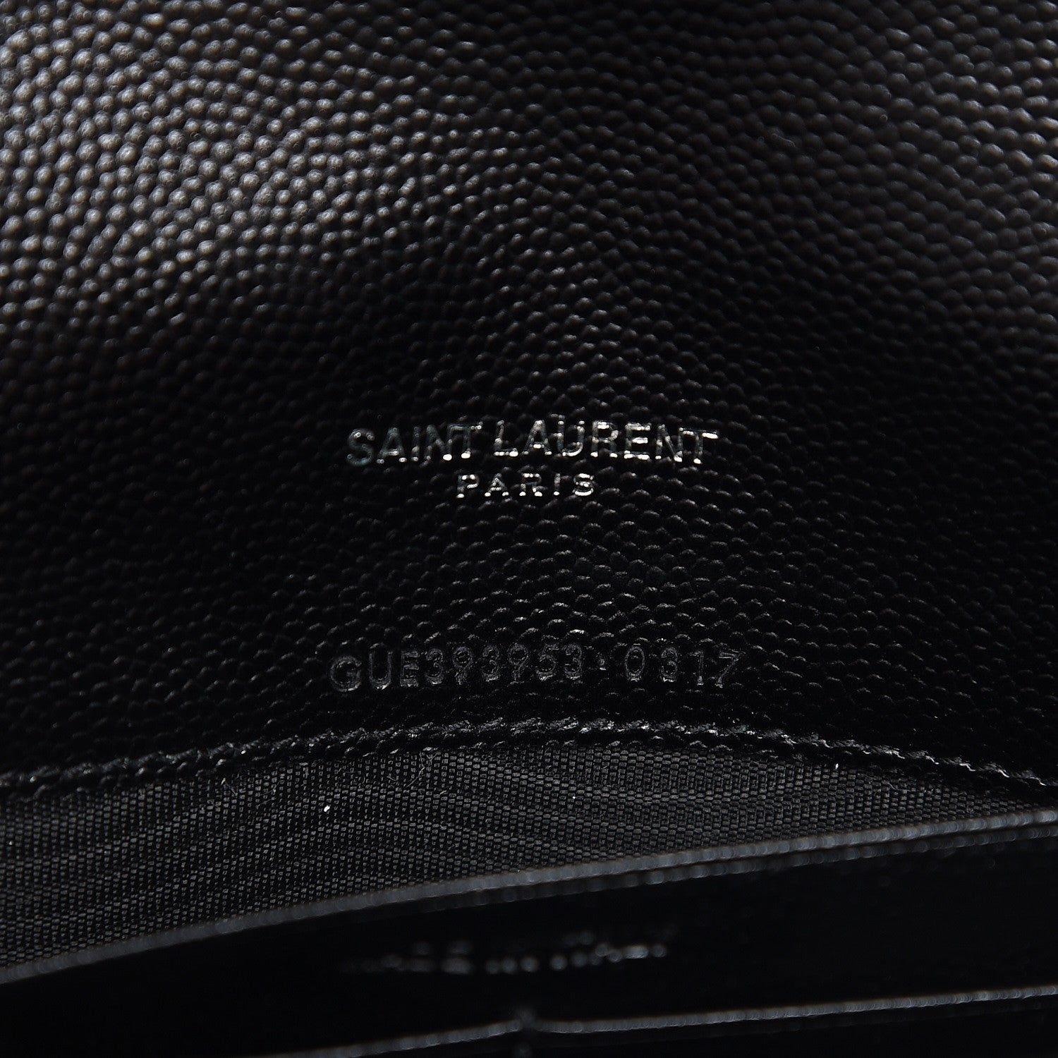 Saint Laurent Grain De Poudre Matelasse Chevron Monogram Envelope Chain Wallet Black 7 of 8