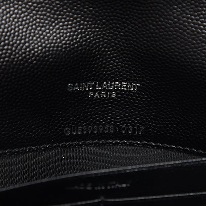 Saint Laurent Grain De Poudre Matelasse Chevron Monogram Envelope Chain Wallet Black 7 of 8