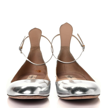 Valentino Garavani Patent Tan-Go Ballerina Flats 40.5 Silver 2 of 11