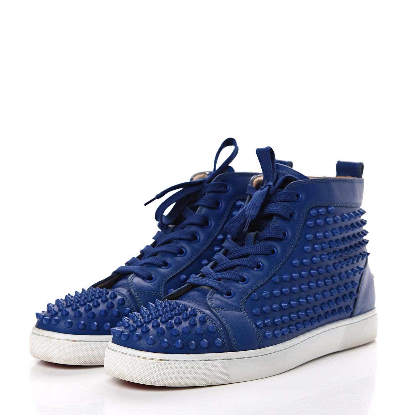 Calfskin Mens Louis Spikes Flat Sneakers 43 Neptune