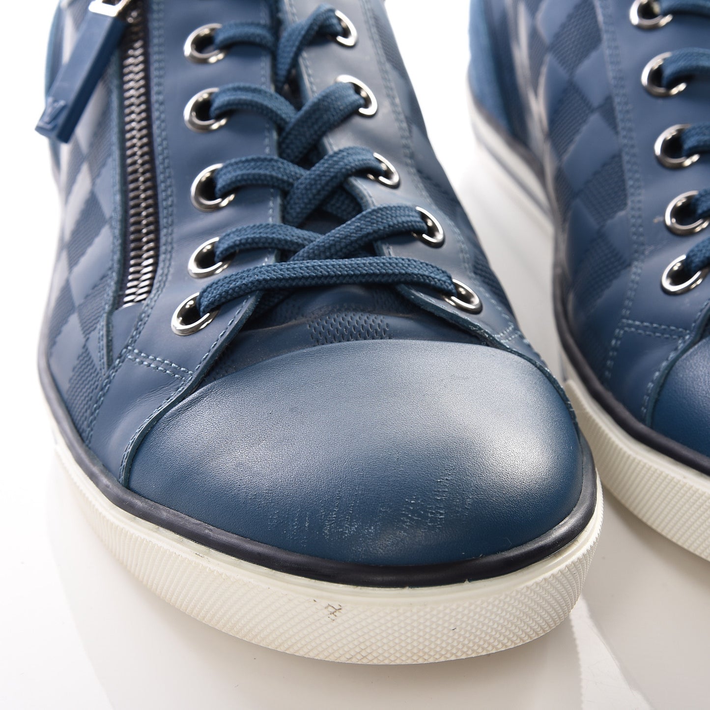 Damier Challenge Zip Up Sneakers 7.5 Blue