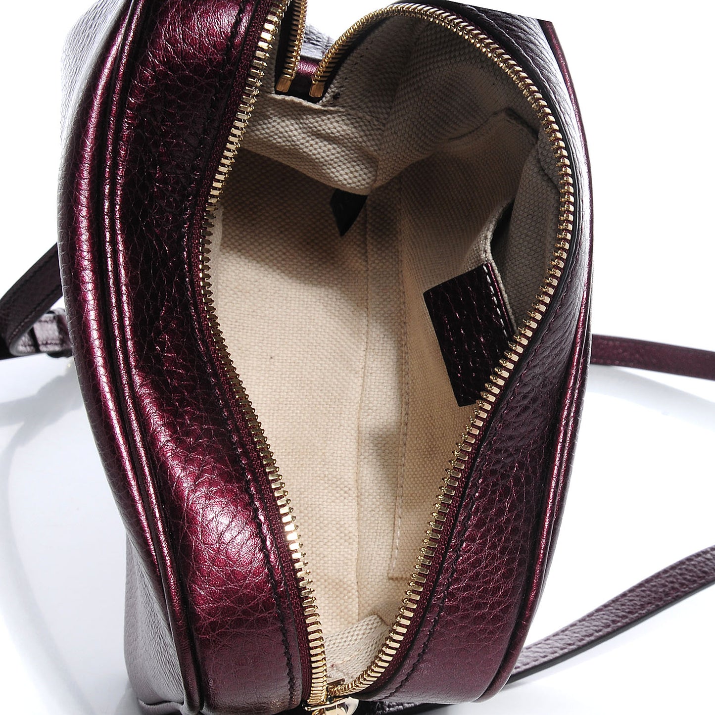 Metallic Pebbled Calfskin Small Soho Disco Bag Burgundy