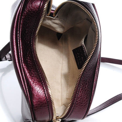 Gucci Metallic Pebbled Calfskin Small Soho Disco Bag Burgundy 9 of 9