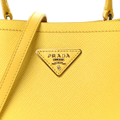 Prada Saffiano Cuir Calfskin Small Panier Bucket Bag Soleil 7 of 10