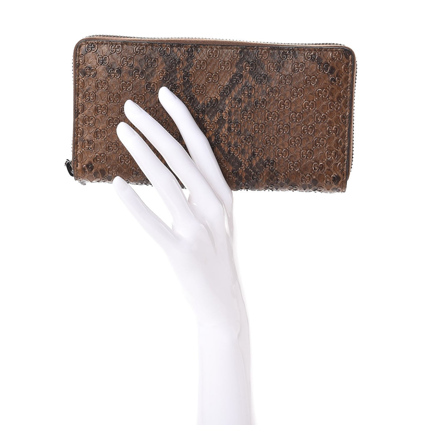 Python Microguccissima GG Zip Around Wallet Brown