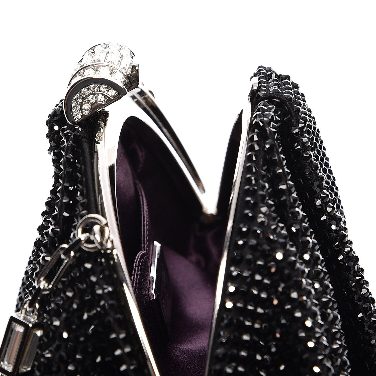 Judith Leiber Swarovski Crystal Kisslock Clutch Black Silver 9 of 10