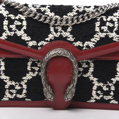Gucci Tweed GG Monogram Small Dionysus Shoulder Bag Black White Romantic Cherry 9 of 9