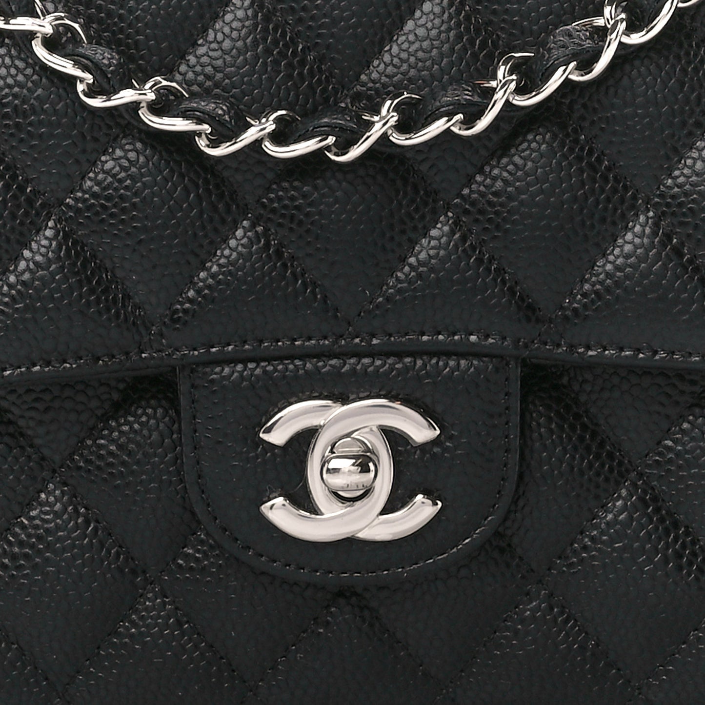 Caviar Quilted Medium Double Flap Black