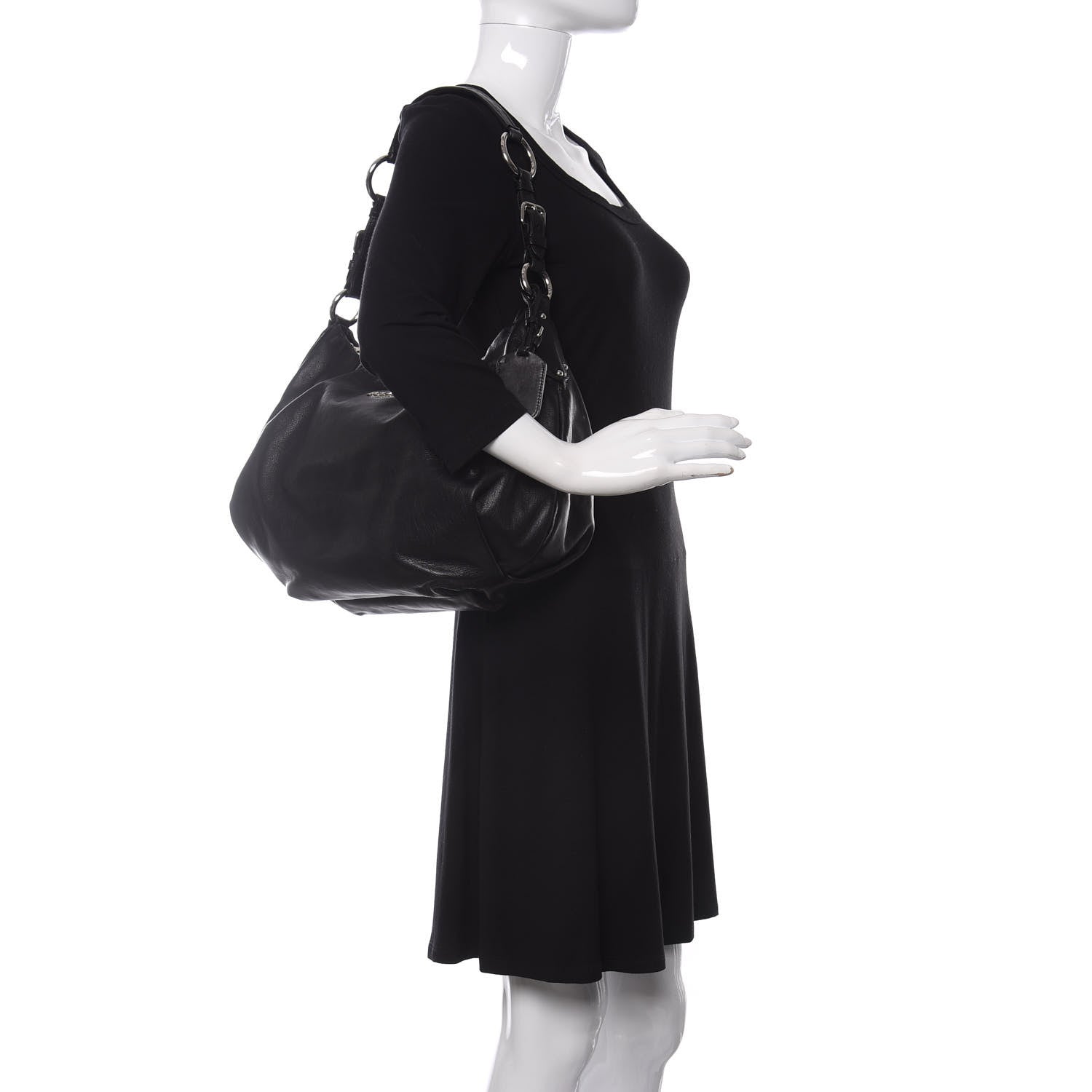 Prada Soft Calfskin Pleated Hobo Black 2 of 15