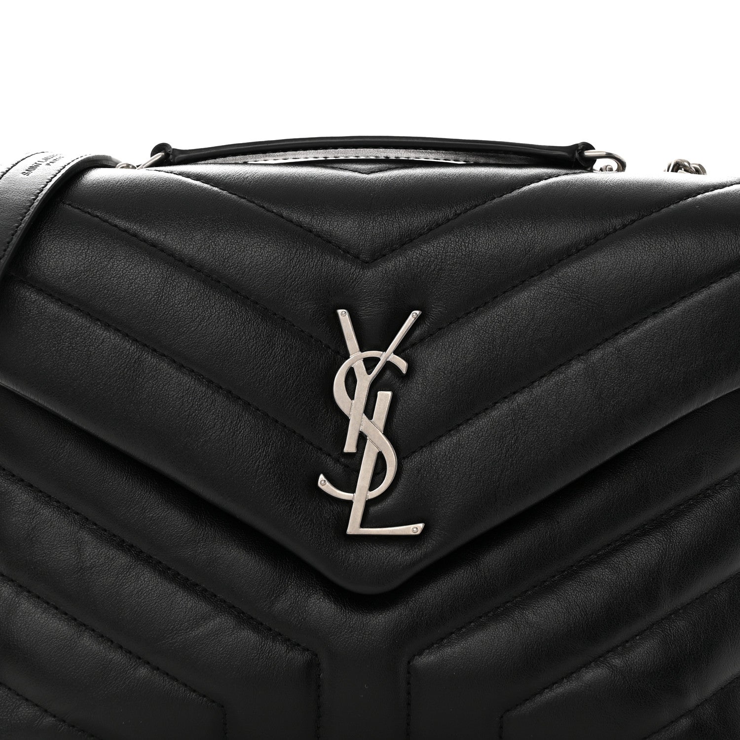 Saint Laurent Calfskin Y Quilted Monogram Small Loulou Chain Satchel Black 8 of 13
