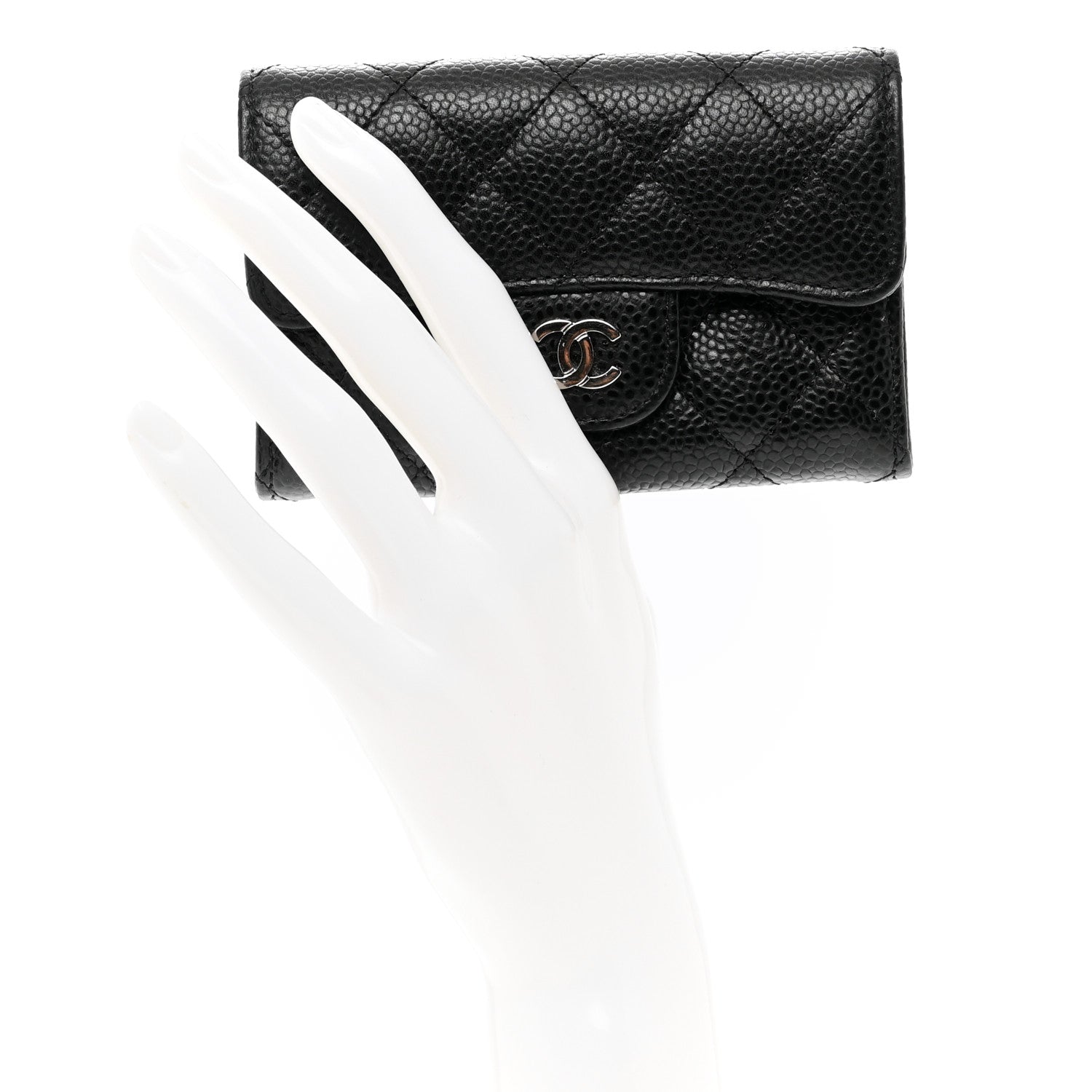 Chanel Caviar Quilted Flap Card Holder Wallet Black 2 of 9