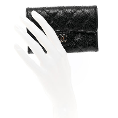 Chanel Caviar Quilted Flap Card Holder Wallet Black 2 of 9